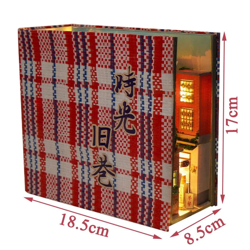 DIY Book Nook Shelf Insert Kits Miniature Dollhouse With Furniture Room Box Time Alley Bookends Japanese Store Toys Kids Gifts