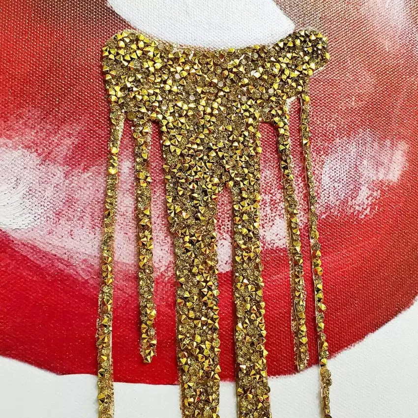 Dripping Lips Rhinestone Wall Art 24x36