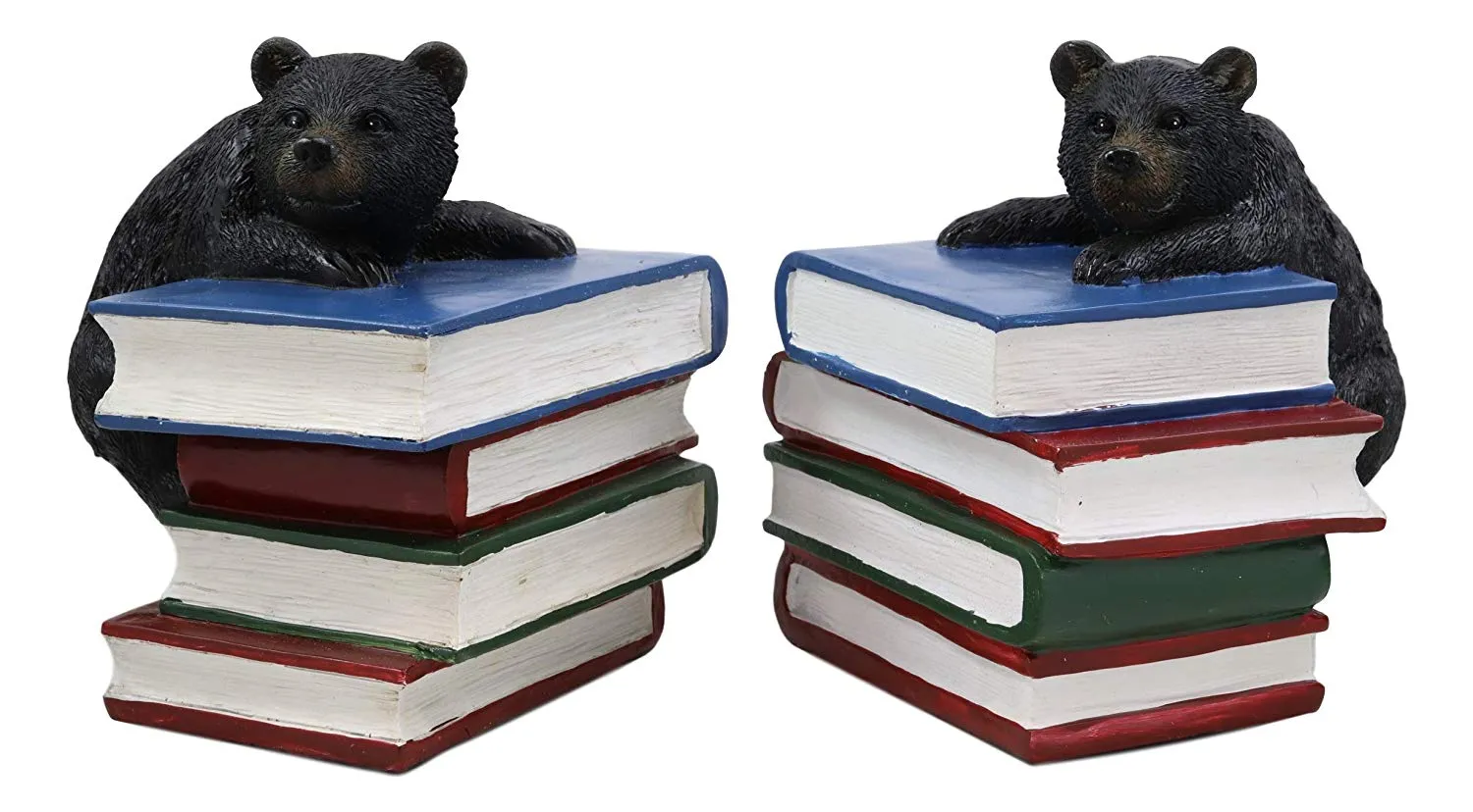 Ebros Rustic Wildlife Bear Cubs Climbing Stack Of Books Bookends 2 Figurine Set