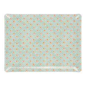 Fabric Tray Medium Batik Dots Aqua/Coral