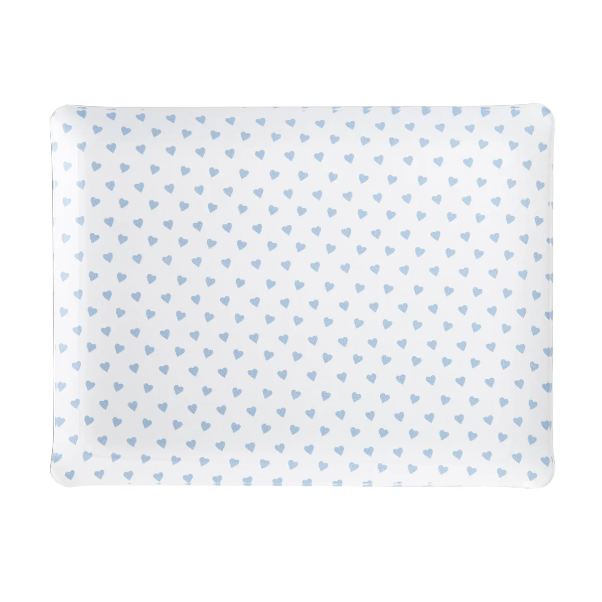 Fabric Tray Medium Heart Blue