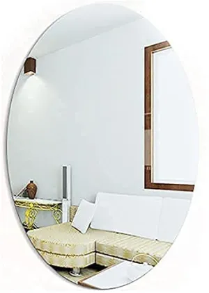 GAKSON Oval Shape Adhesive Mirror for Wall on Tiles Bathroom Bedroom Living Room Basin Mirror Bathroom Wall Mirror Stickers Unbreakable Plastic Wall Mirror (1, 30X20)