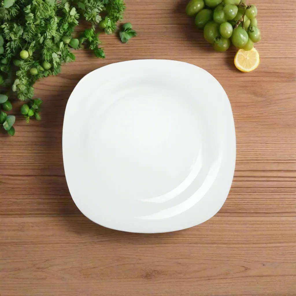 Golden Opal Carine Plain White Dinner Serving Square Plate 31cm (Set of 6)