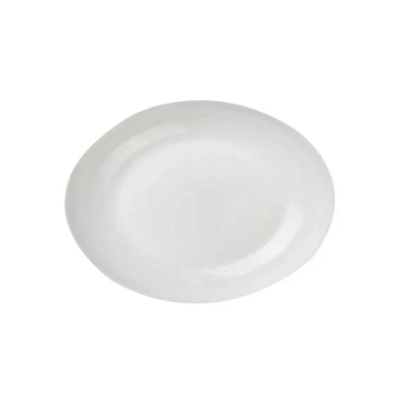 Golden Opal Diwali Plain White Oval Dish 33.5cm (Set of 6)