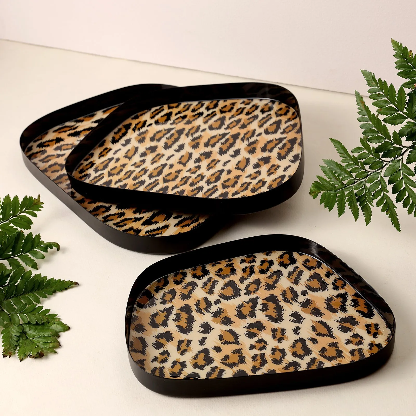 Goomti Safari Elegance Decal Enamel Trays (set of 3)