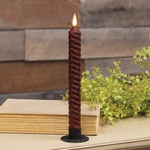 Grungy Twist Timer Taper Candle - Burgundy 9"