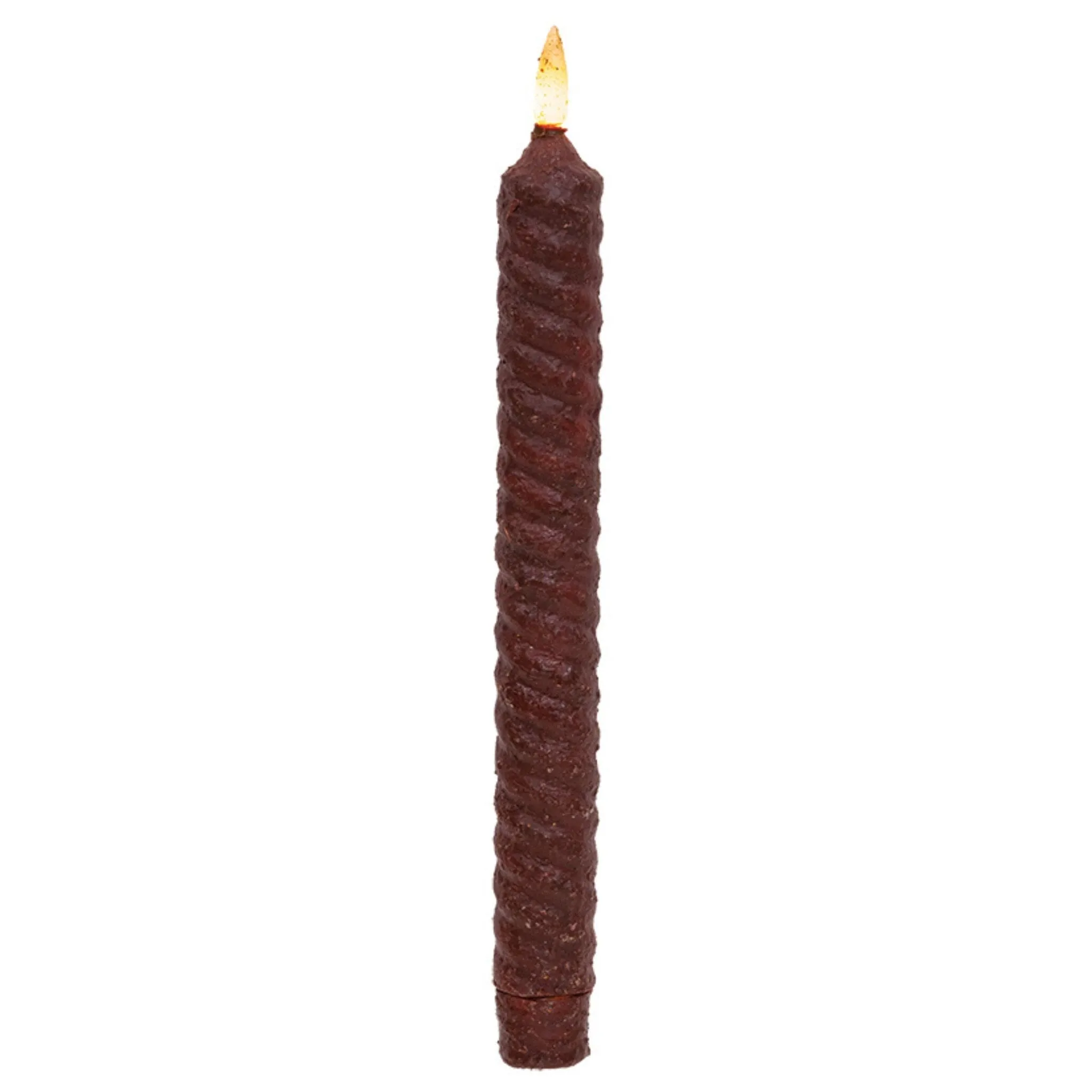 Grungy Twist Timer Taper Candle - Burgundy 9"