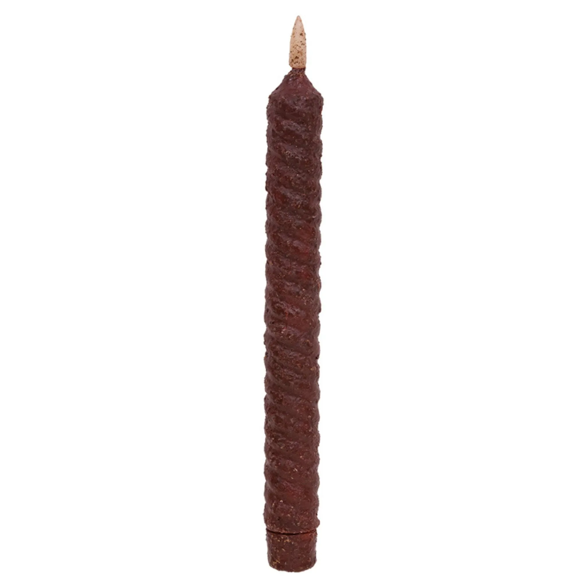 Grungy Twist Timer Taper Candle - Burgundy 9"