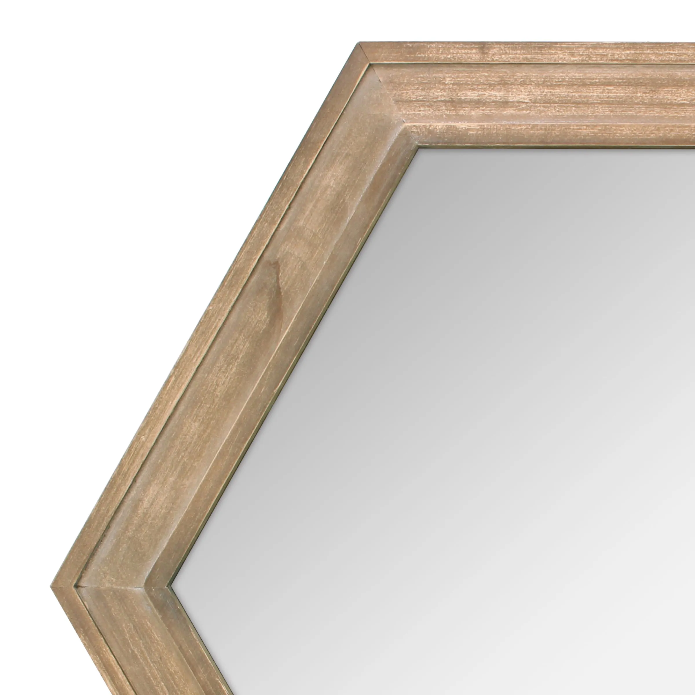 Hexagon Natural Wood Mirror - 24 Inch (WS)