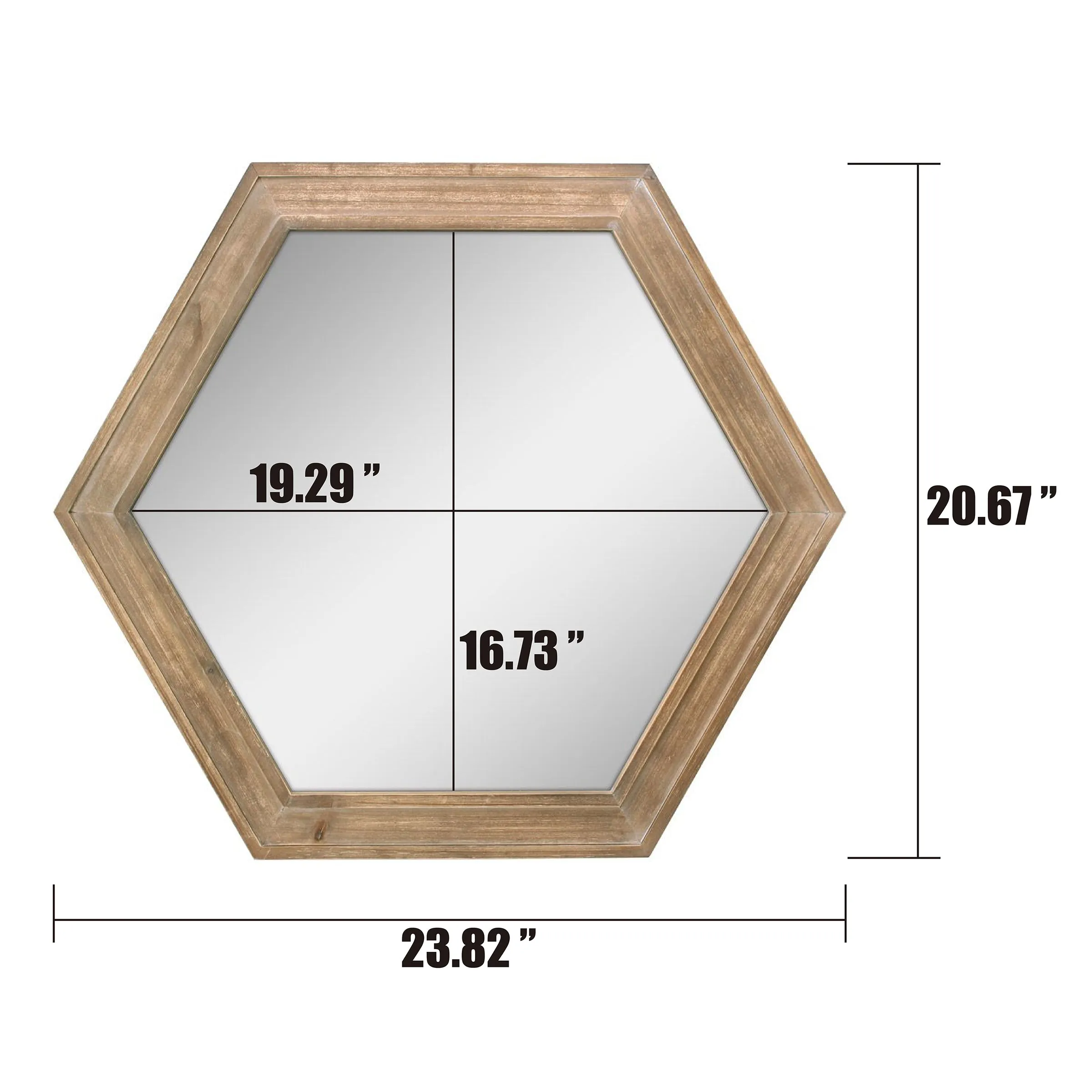 Hexagon Natural Wood Mirror - 24 Inch (WS)