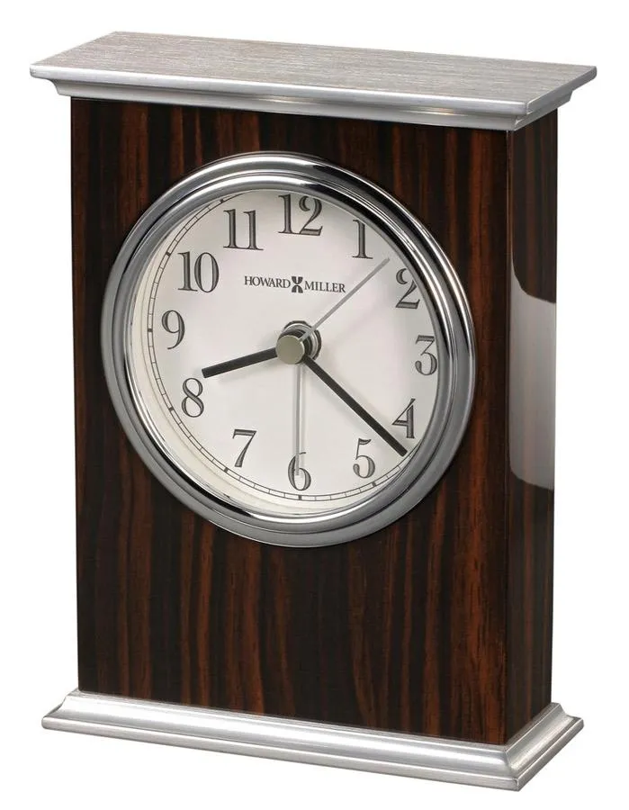 Howard Miller Regal Table Alarm Clock - Macassar Ebony Finish - White Dial