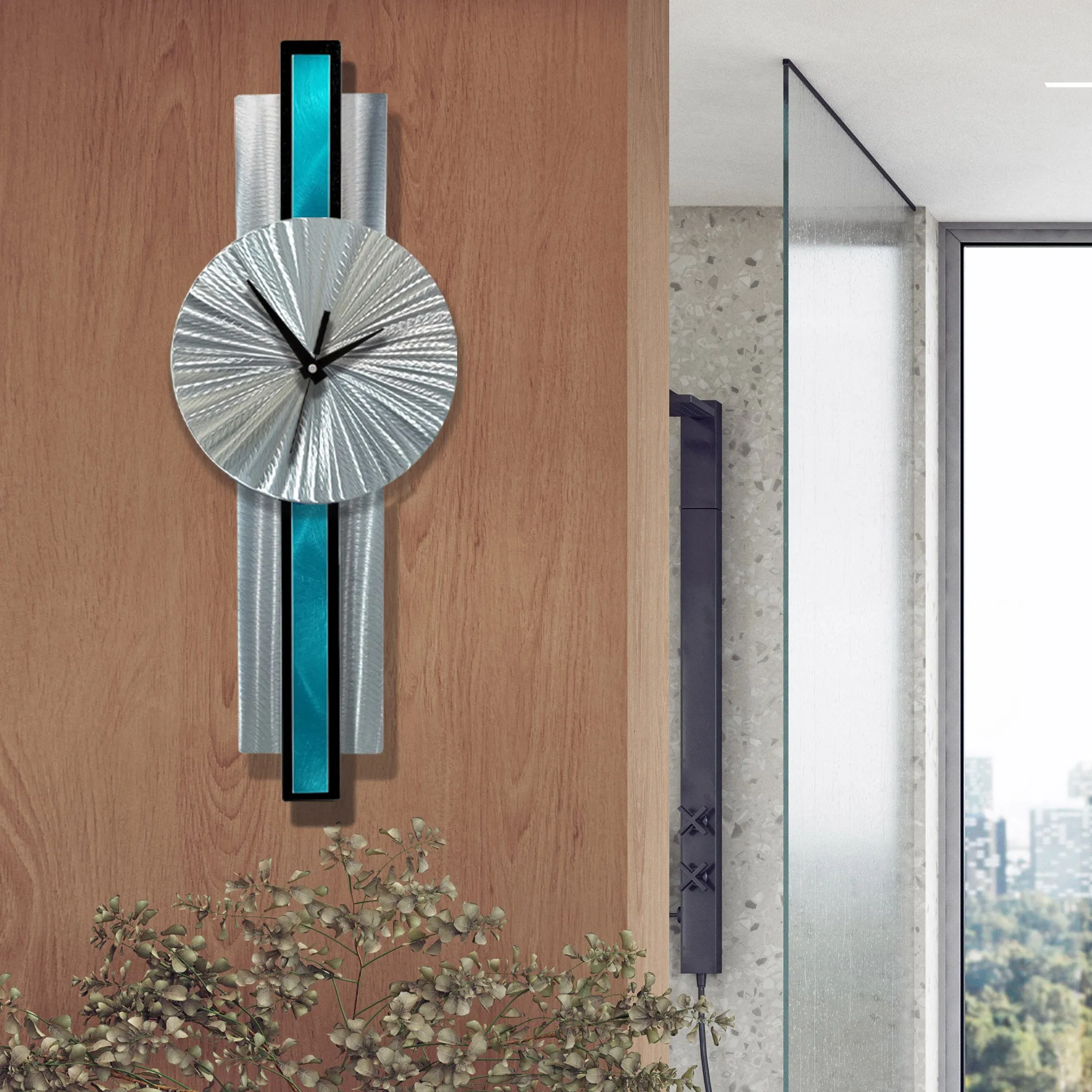 Infinite Orbit Clock Silver & Aqua