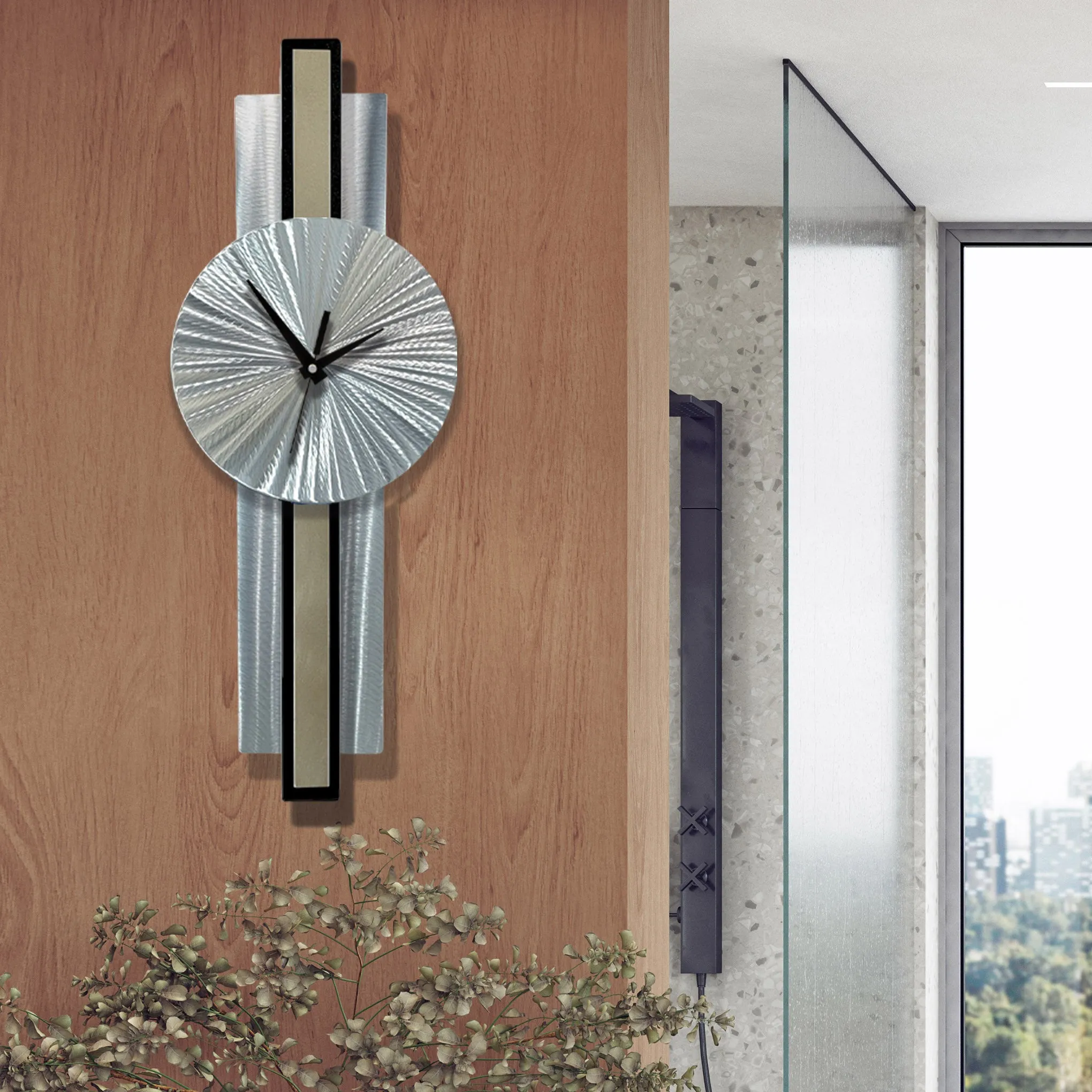 Infinite Orbit Clock Silver & Beige