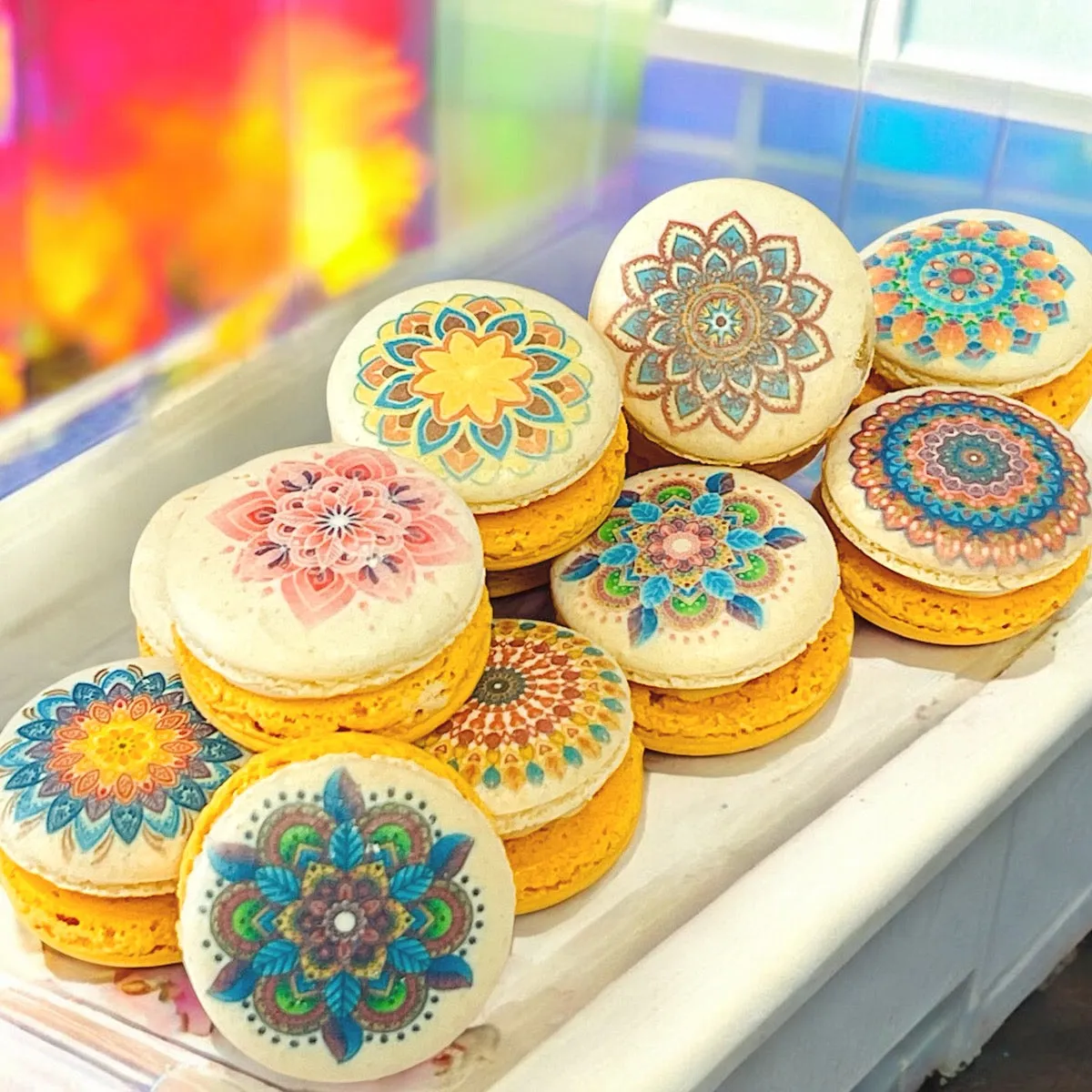 Intricate Mandala Art Macarons – Elegant and Unique French Treats