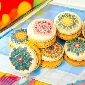 Intricate Mandala Art Macarons – Elegant and Unique French Treats