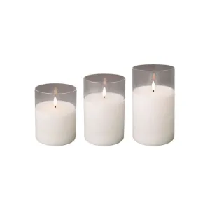 Kaemingk 10 x 13cm LED Clear Glass Wax Candles (Set of 3)