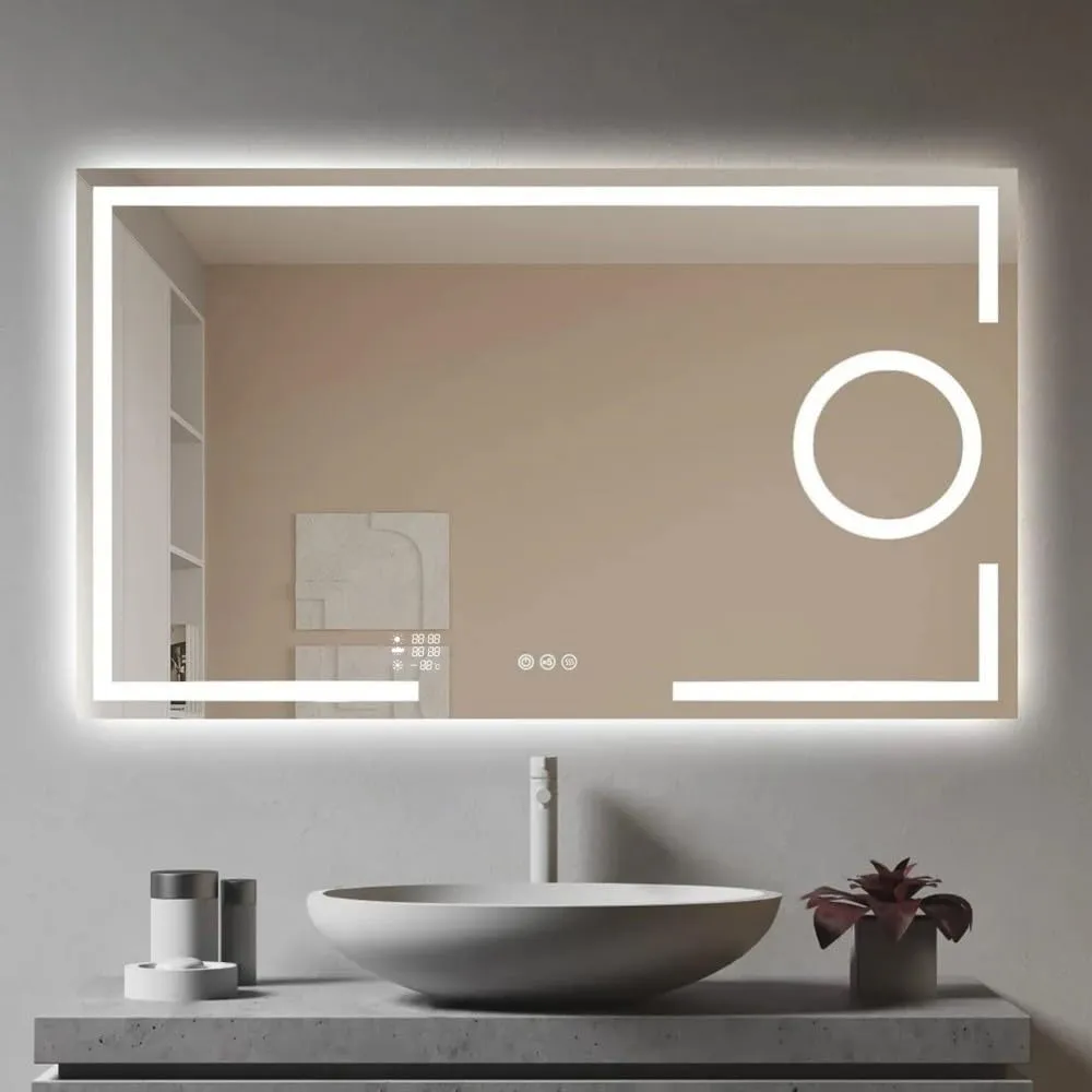 KALYAN TRADERS led Wall Mirror bedroom mirror with Touch Sensor: Illuminated Rectangular Lighted Mirror with Natural Light Background (Wall Mount) size(24x30)-W4.