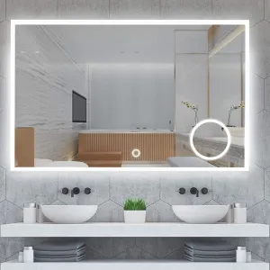 KALYAN TRADERS wall mirror - Decorative luxurious Decor mirror for Bathroom, washbasin and makeup mirror 3 led Lighting mirror (Warm,White,Natural White) and Shape-(Rectangular)-(24x30).