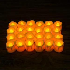 Kuber Industries LED Candles for Home Decoration |Battey Operated|Flameless Yellow Light|Safe & Easy to Maintain|Diwali Lights for Home Decoration, Other Festivities & Parties|B0-001,Pack of 24(White)