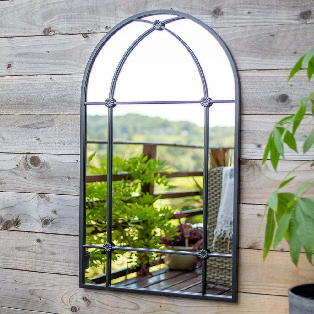 La Hacienda 100cm Black Arched Arundel Indoor/Outdoor Mirror