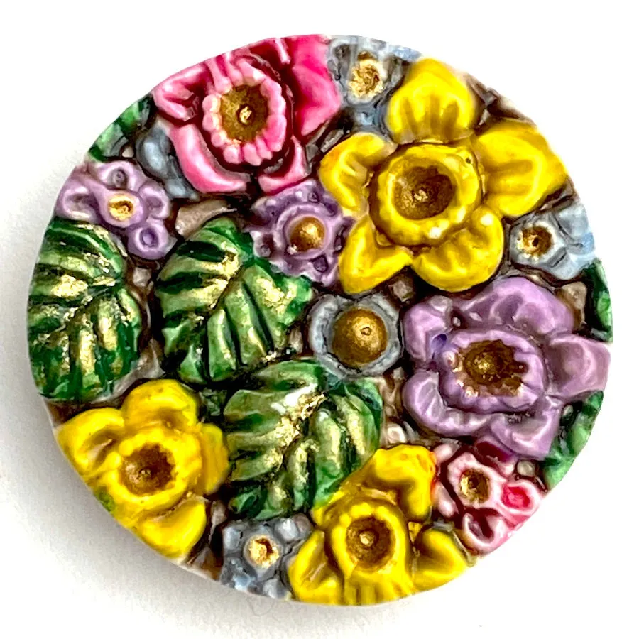 LAST ONES, Daffodils Art Button, Ceramic, 1-1/8" by Susan Clarke