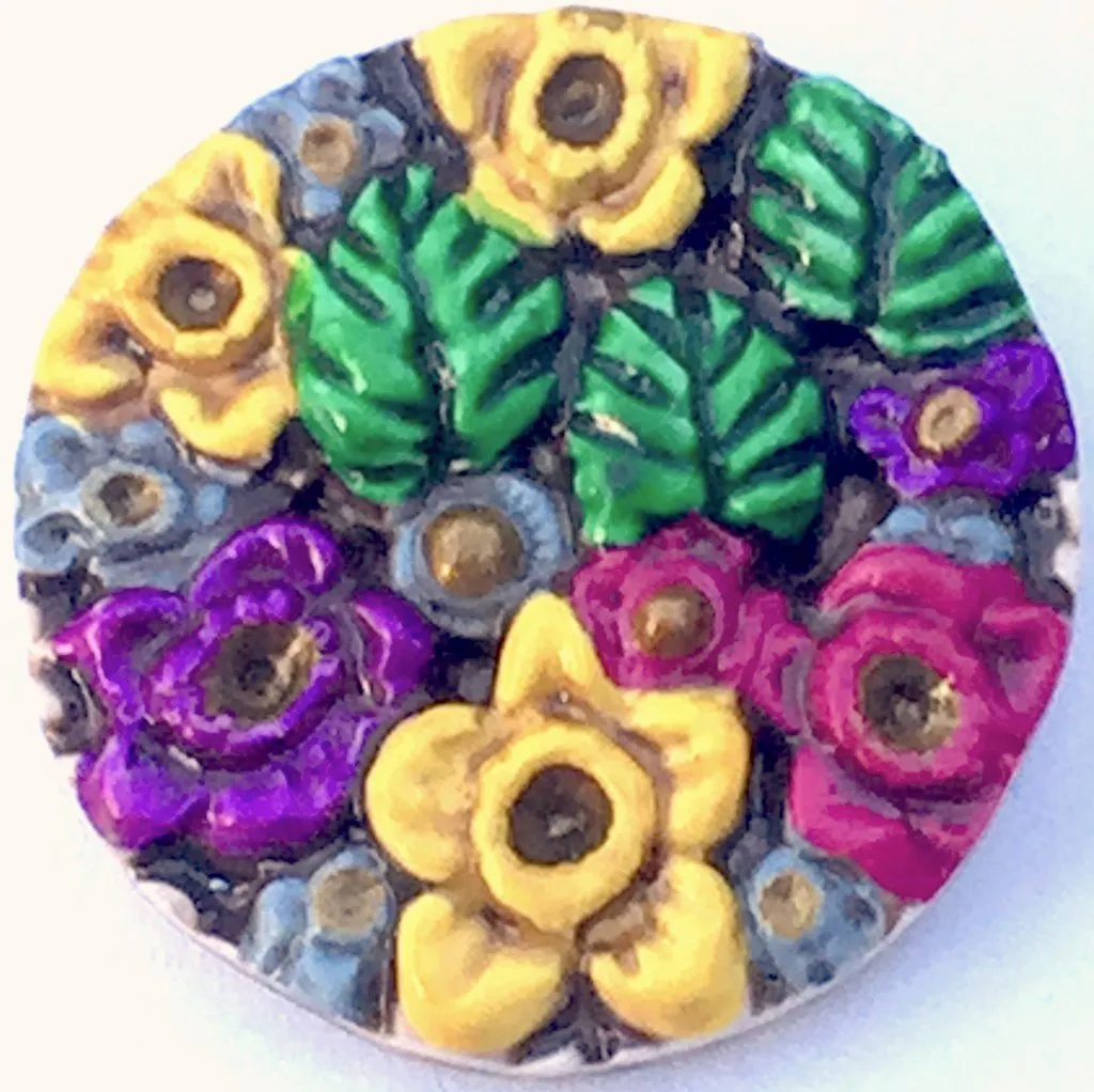 LAST ONES, Daffodils Art Button, Ceramic, 1-1/8" by Susan Clarke