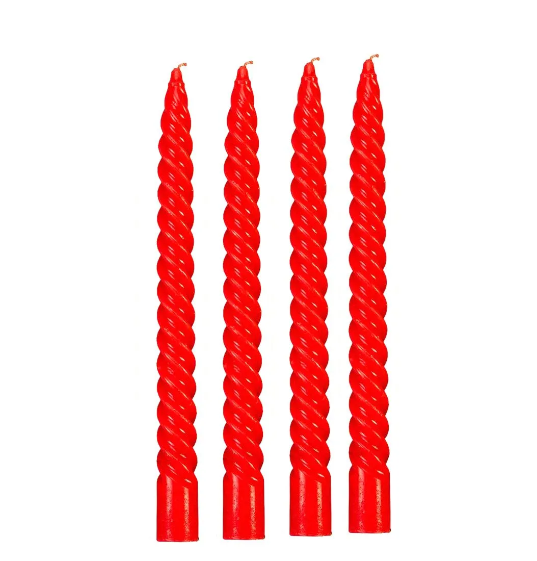 Luces Paraffin Wax Smokeless Scented Red Colour Twisted Stick Candles Decorations for Living Room Pack of 8