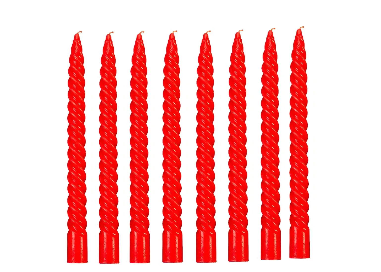 Luces Paraffin Wax Smokeless Scented Red Colour Twisted Stick Candles Decorations for Living Room Pack of 8