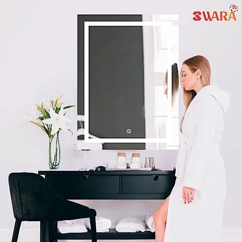 LUPPRA Rectangular Wall Mounting Mirror with Light |Bathroom Mirror,Venity Mirror,Smart Mirror Size 24X24 inch| LED Mirror 3 Tone (Cool White, Natural White, Warm White).