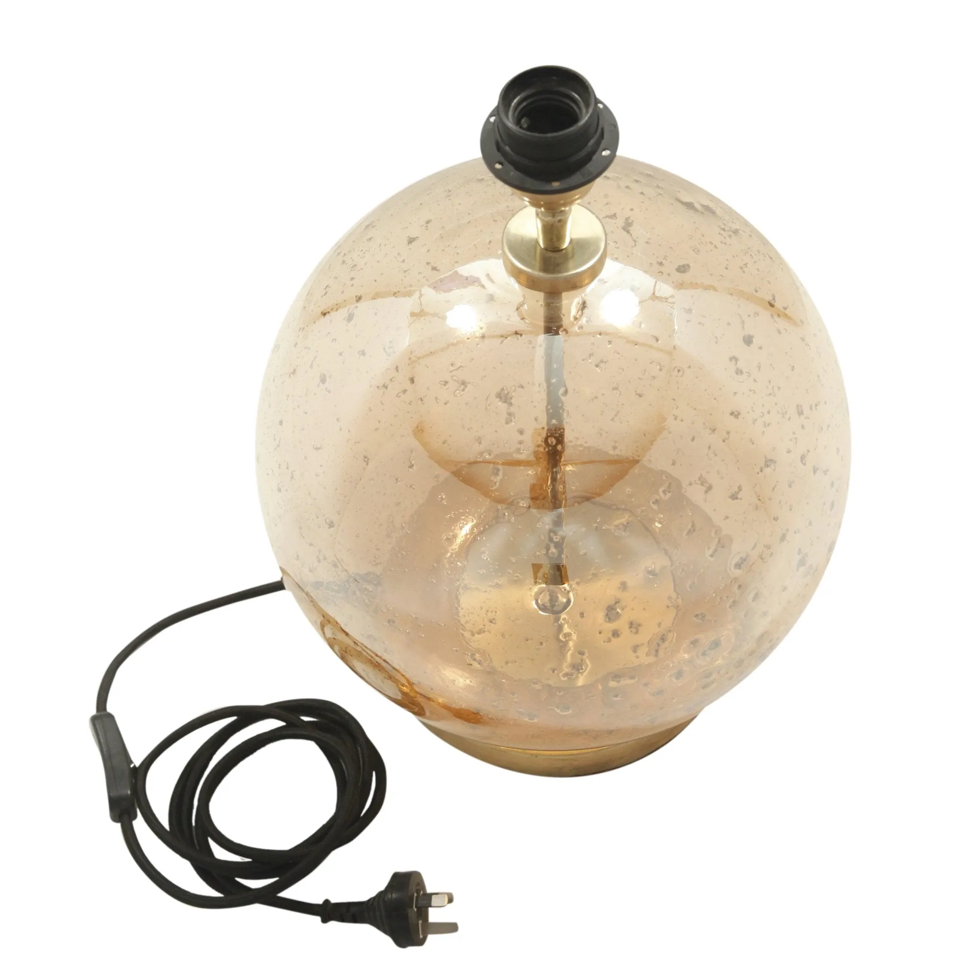 Lustre Ball Table - Pale Gold - Stone Effect Glass Ball Table Lamp