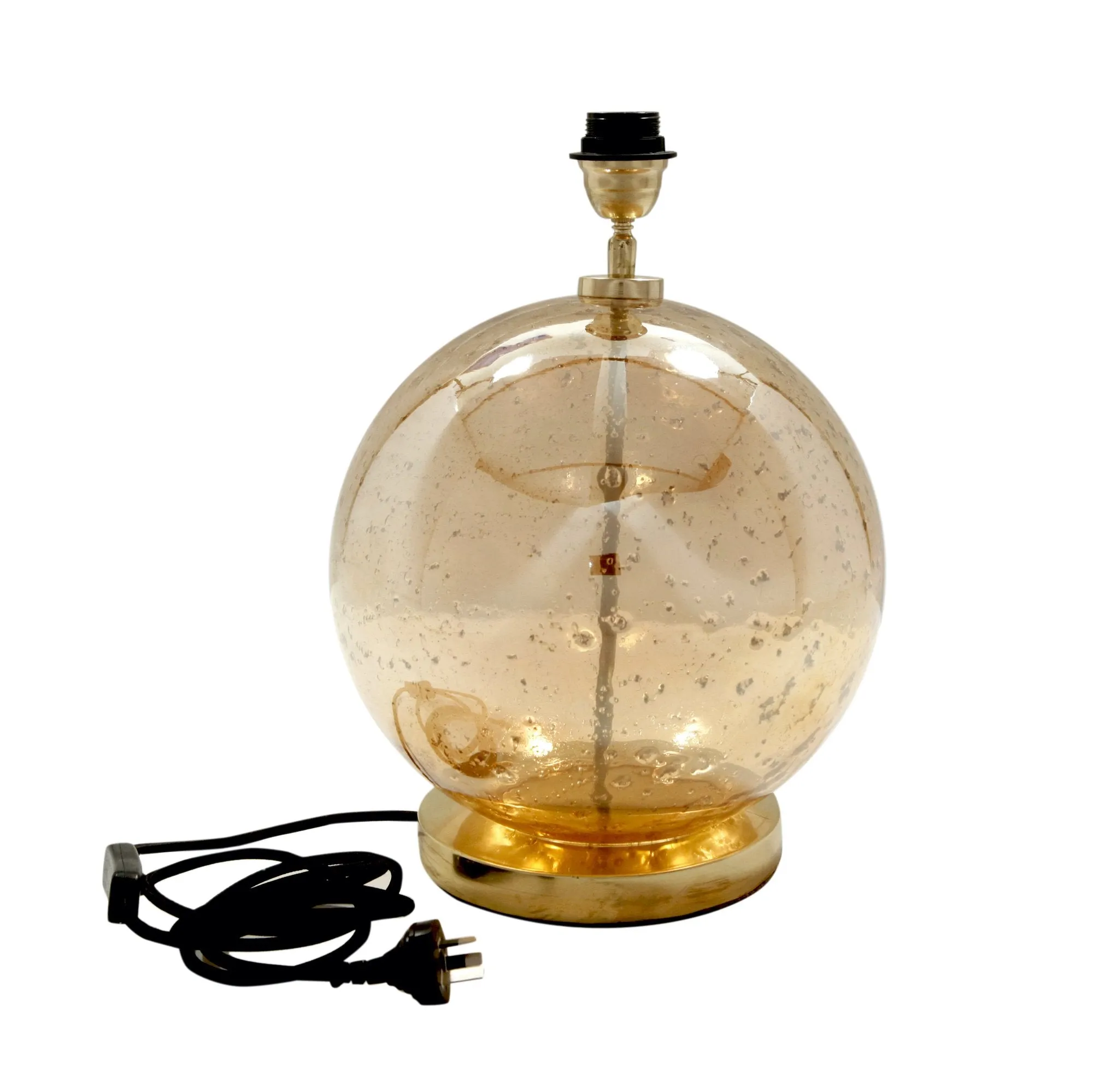 Lustre Ball Table - Pale Gold - Stone Effect Glass Ball Table Lamp