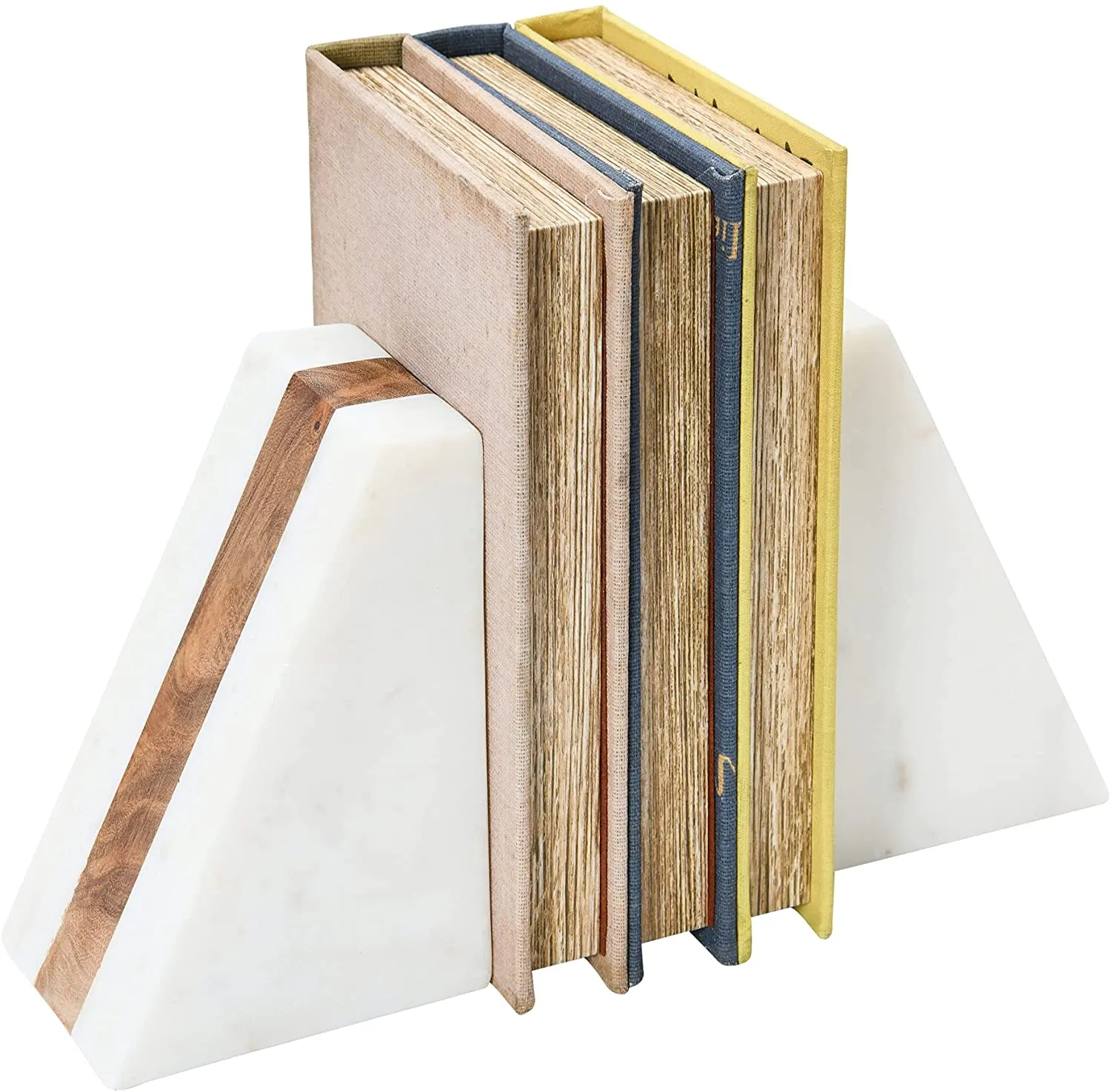 Marble and Wood Bookends