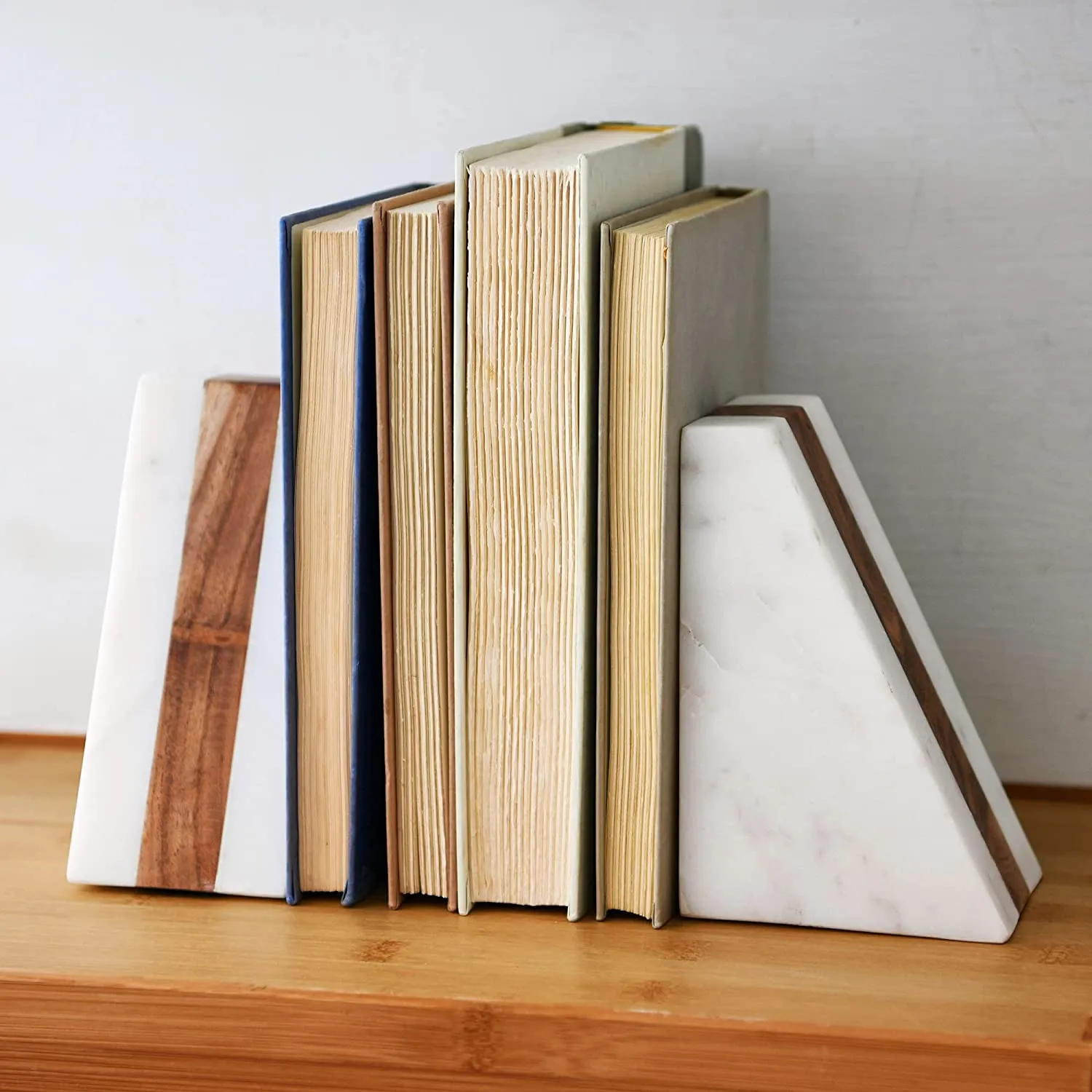 Marble and Wood Bookends