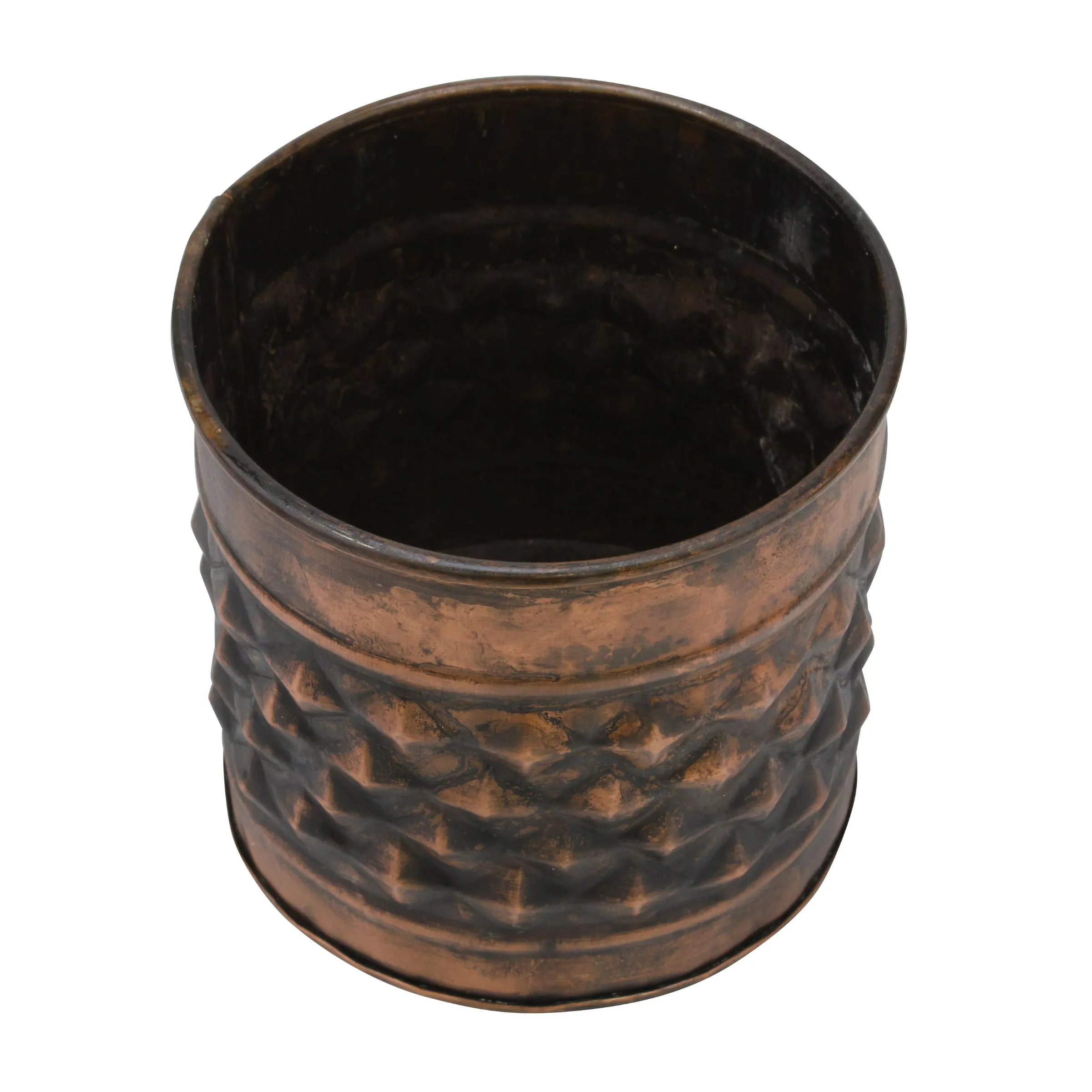 Medium Old Copper Texturized Metal Planter (WS)