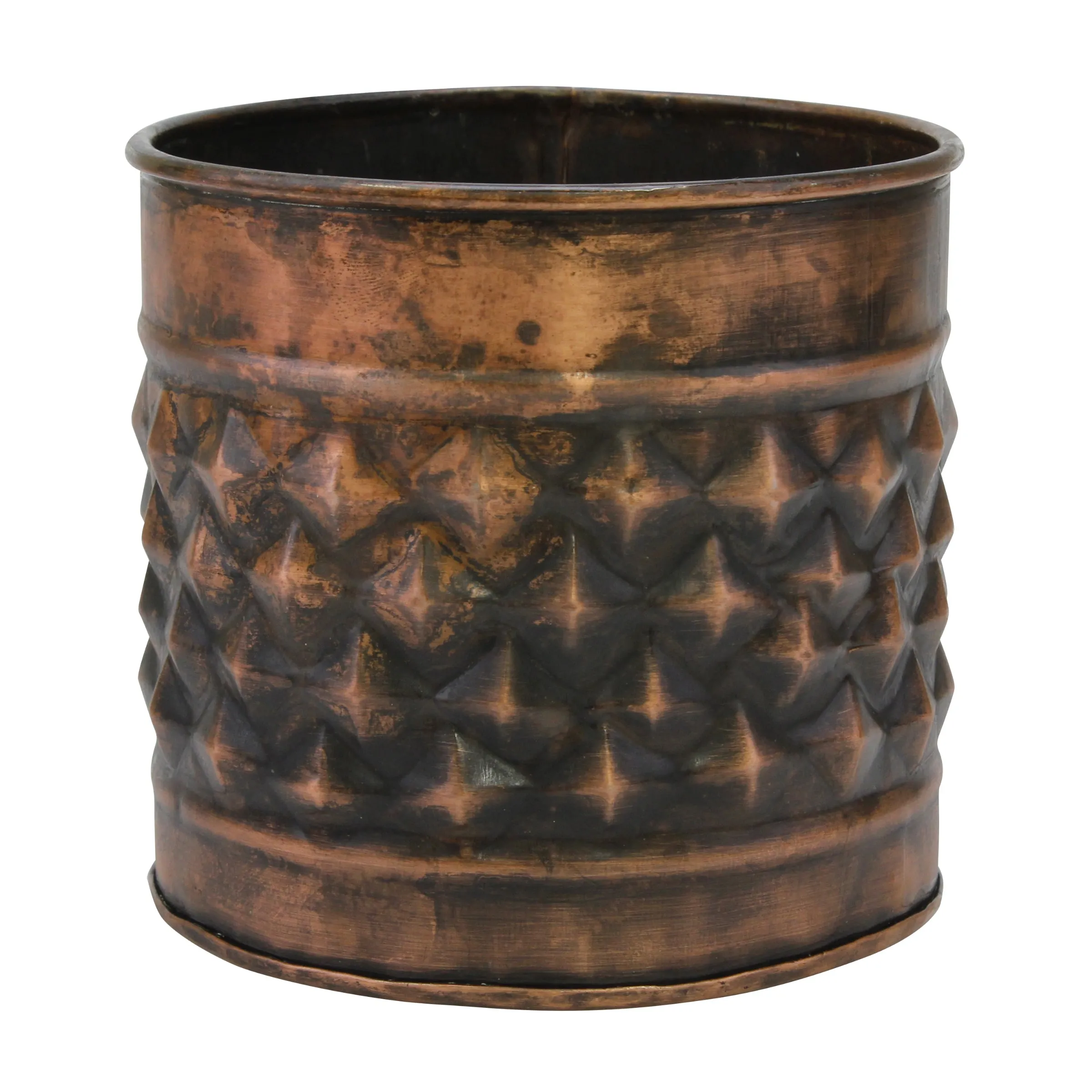 Medium Old Copper Texturized Metal Planter (WS)