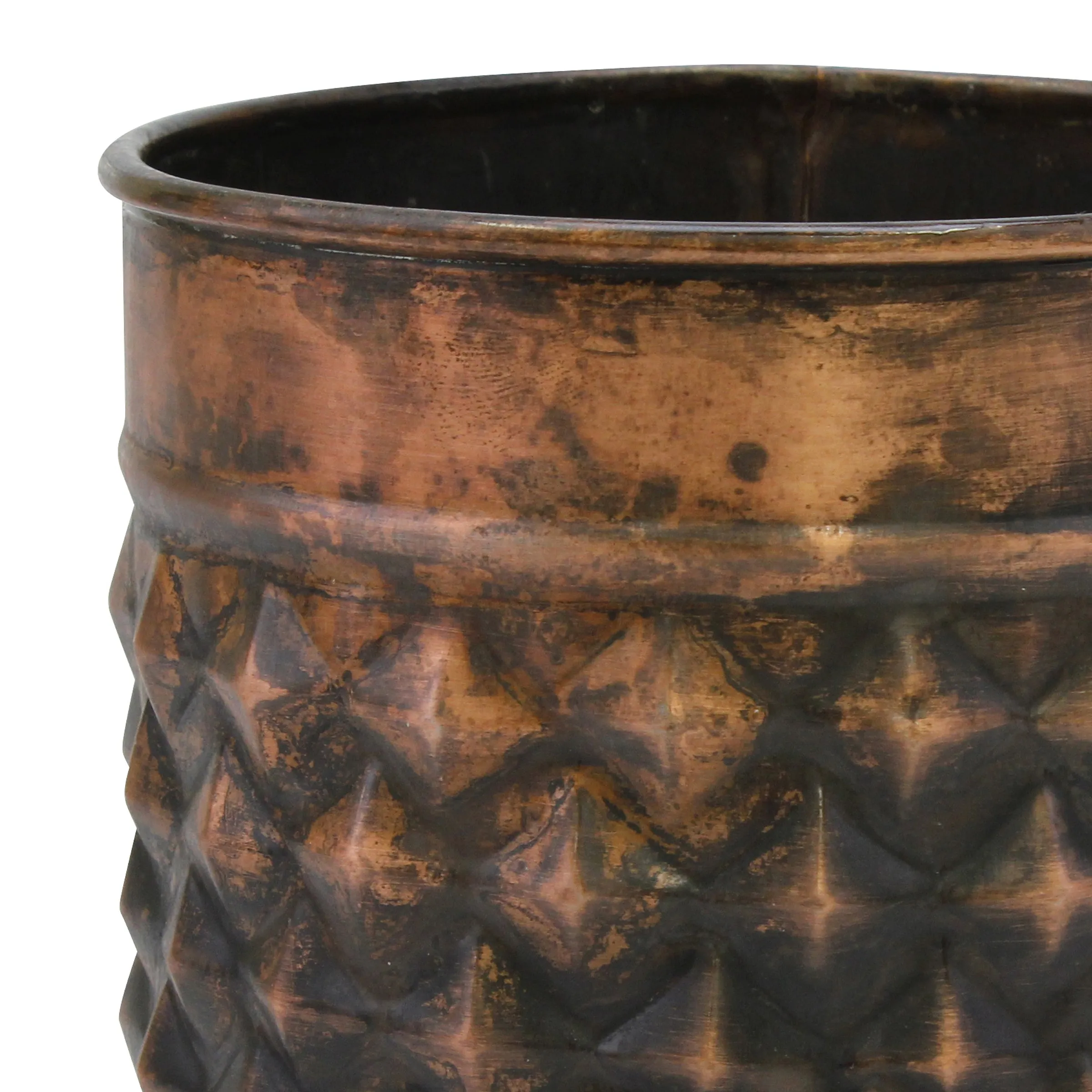 Medium Old Copper Texturized Metal Planter (WS)