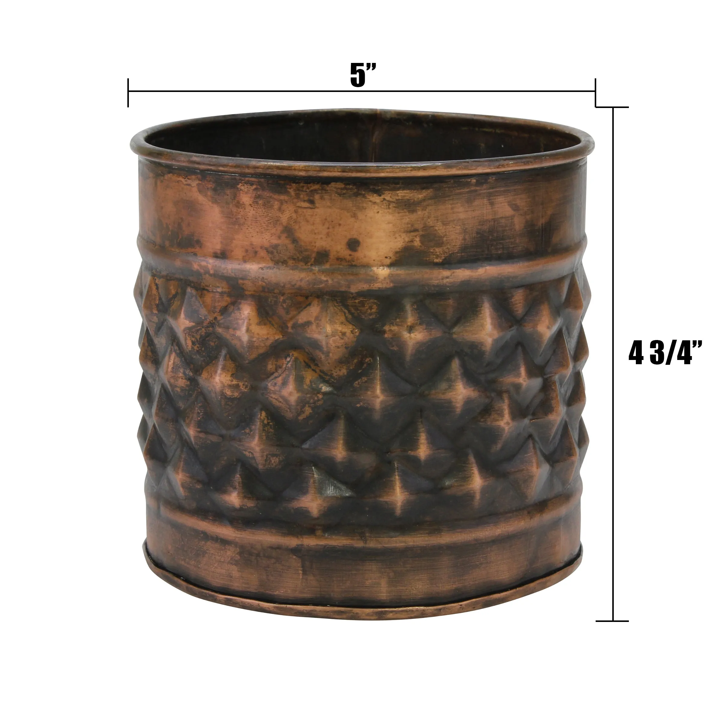 Medium Old Copper Texturized Metal Planter (WS)