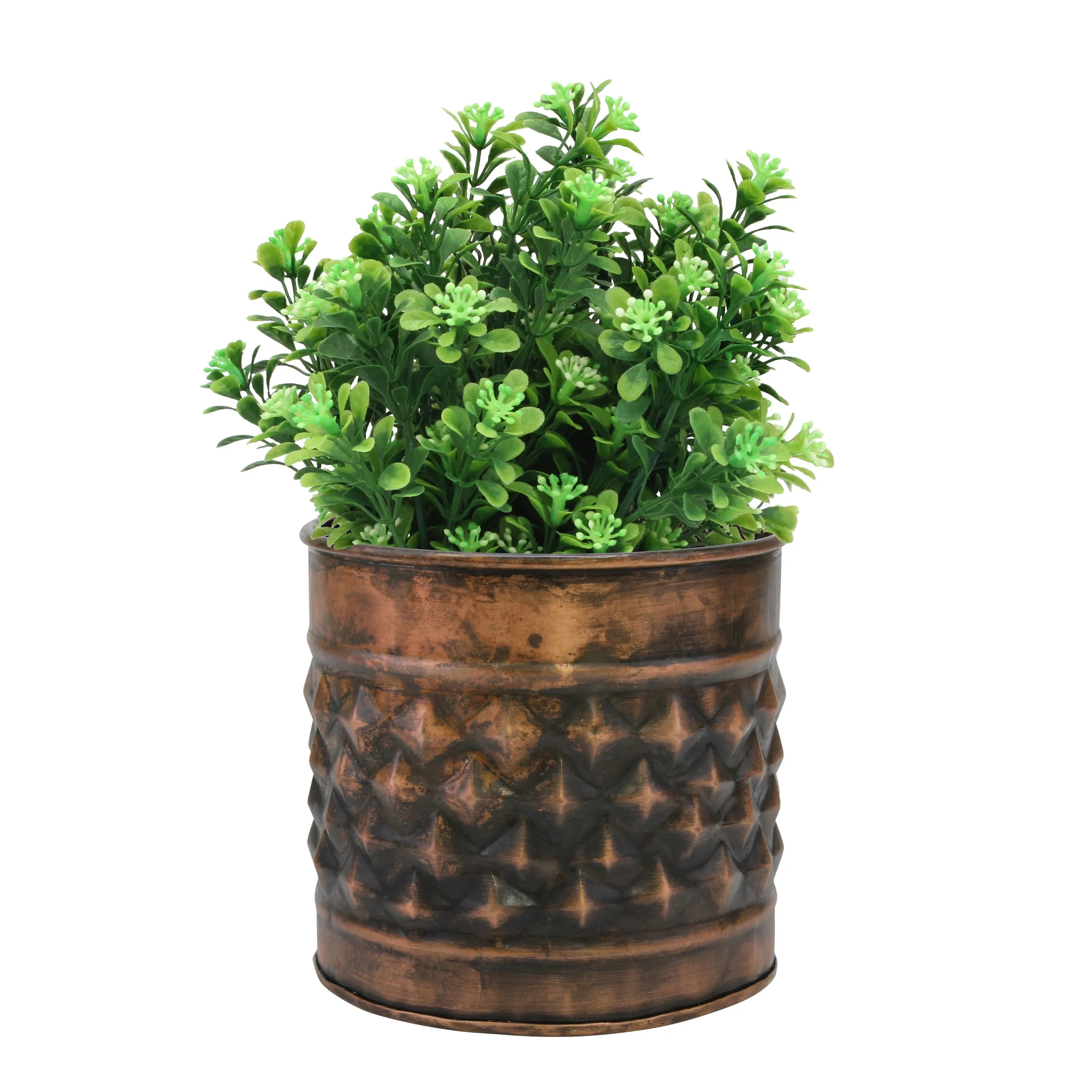 Medium Old Copper Texturized Metal Planter (WS)