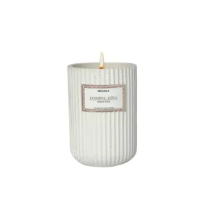 MIAAKA Jasmine Aura Fluted Ceramic Jar Hand Poured Scented Candle Jasmine Fragrance