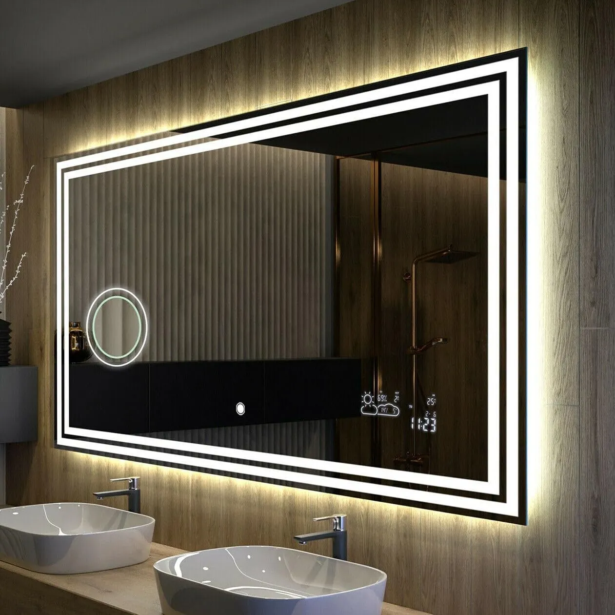 MIRROR WORLD Wall and led Mirror with Rectangular Shape and Touch Sensor 3 Colour Changeable Light (White Light,Cool Light,Warm Light) and Full clearty for Bathroom, Bedroom Wall Mirror-W6.