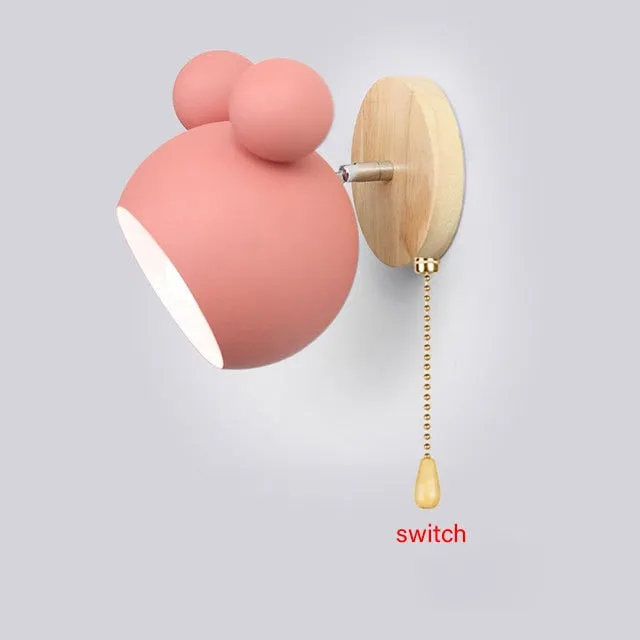 Nordic Wooden Cartoon Wall Lamps