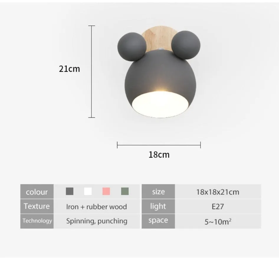 Nordic Wooden Cartoon Wall Lamps