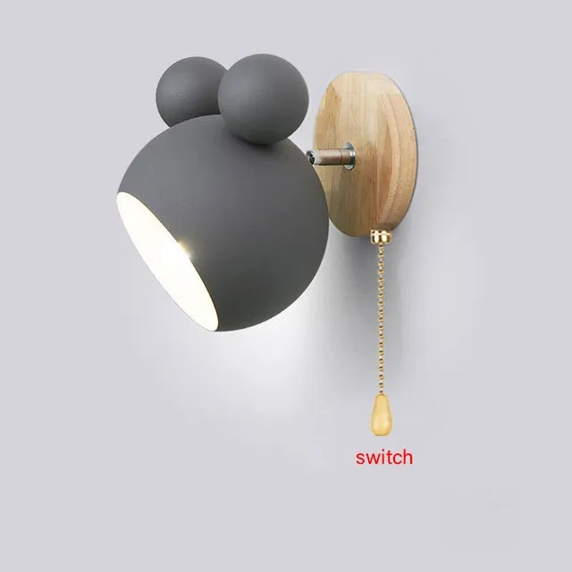 Nordic Wooden Cartoon Wall Lamps