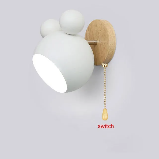 Nordic Wooden Cartoon Wall Lamps