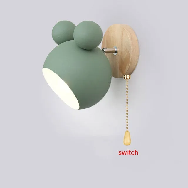 Nordic Wooden Cartoon Wall Lamps