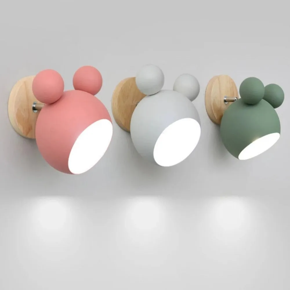 Nordic Wooden Cartoon Wall Lamps