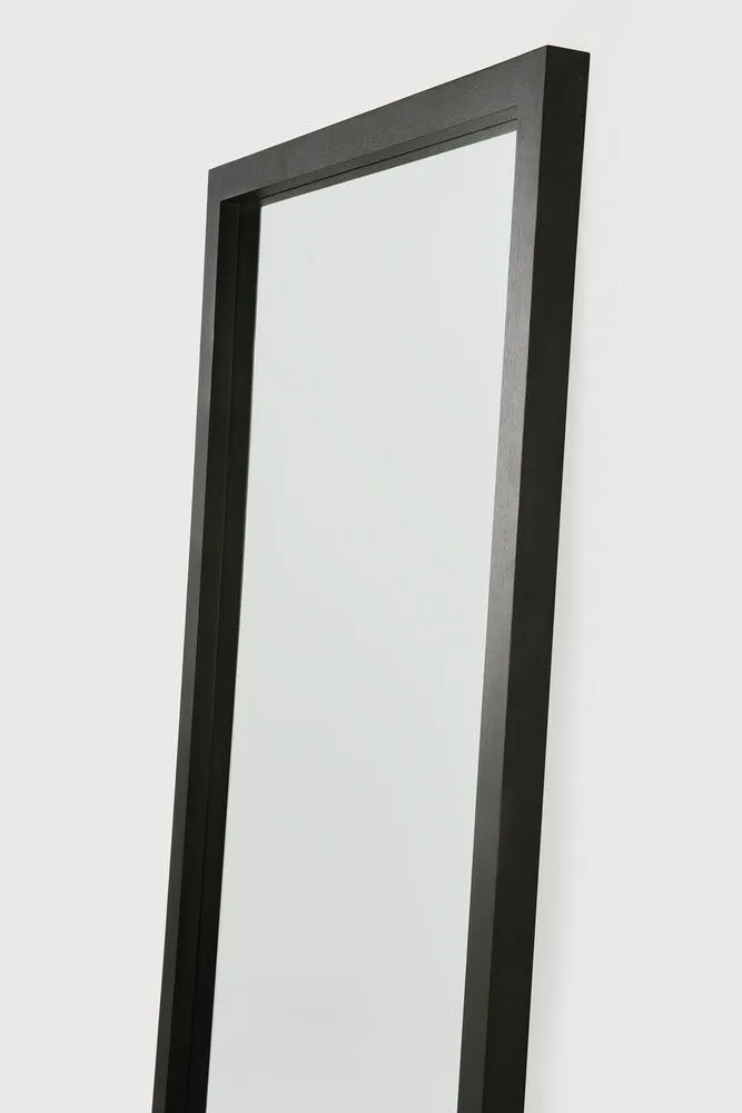 Oak Light Frame Black Floor Mirror