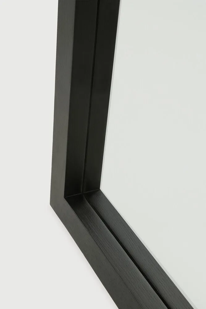 Oak Light Frame Black Floor Mirror