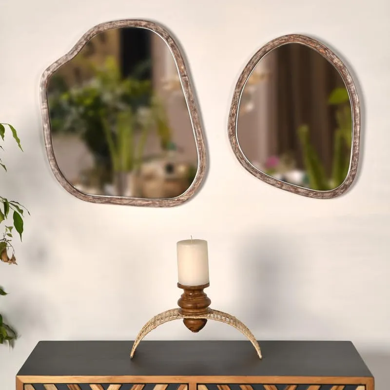 OPAQUESTUDIO Opaque Studio Amoeba Mirror for a Stylish Home Décor | Sleek Wall Mirror to Illuminate Your Space | Distressed White