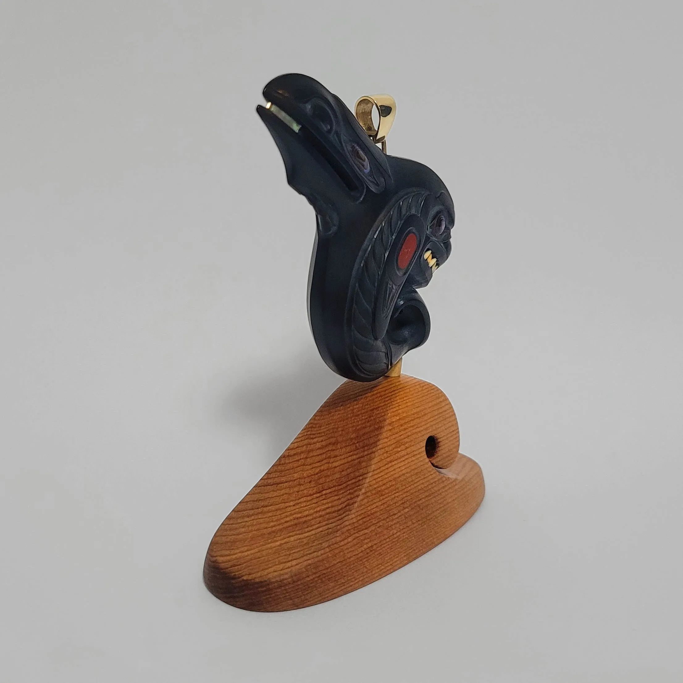 Orca with Raven Fin Argillite Amulet